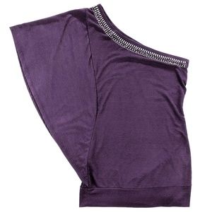 Guess One Shoulder Studs Embellished Top/Blouse M